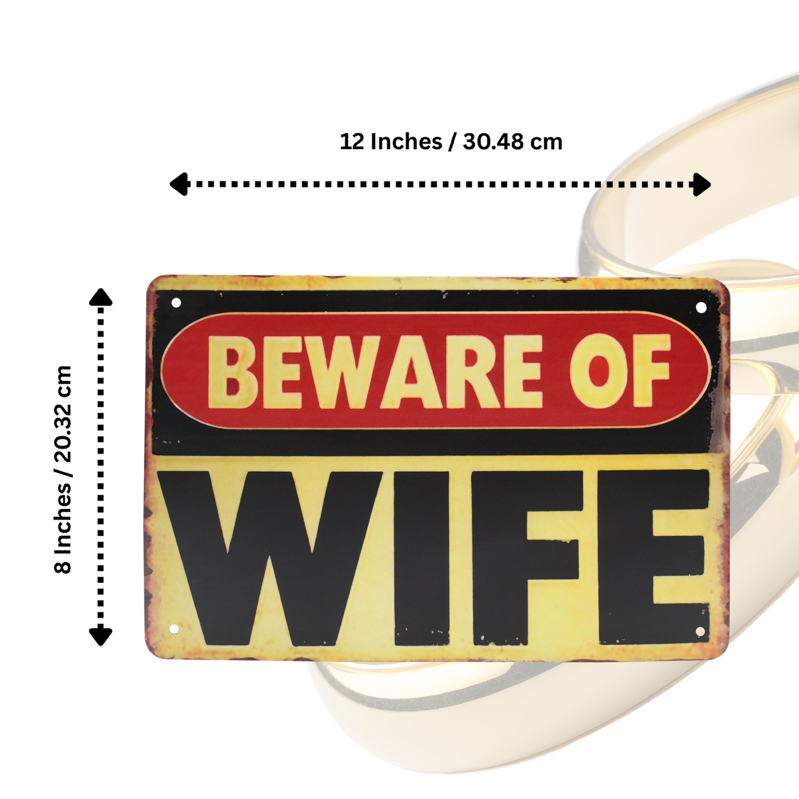 Beware Of Wife Metal Warning Tin Sign Man Cave Garage Home Room Decor Wall Art