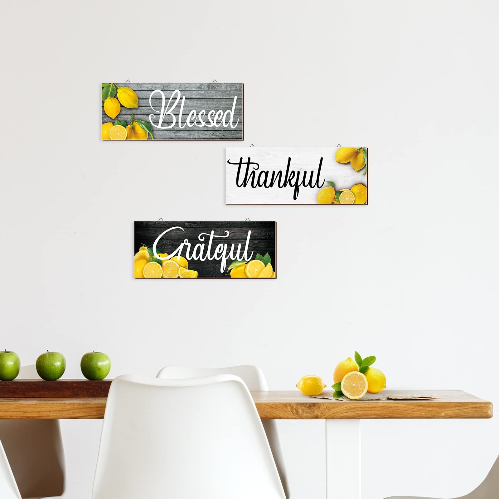 Amyhill 3 Pieces Lemon Wall Decor Grateful Thankful Blessed Wall Art Signs Le…