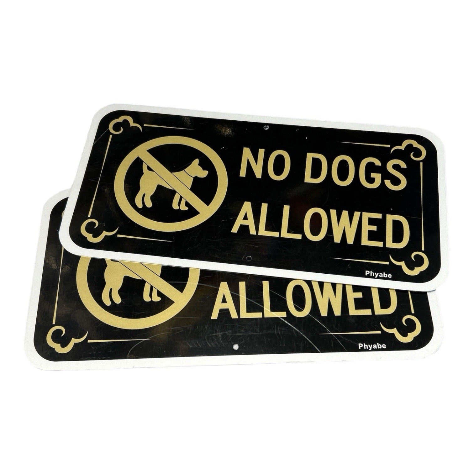 Two No Dogs Allowed metal sign plaques 11.75” x 6”