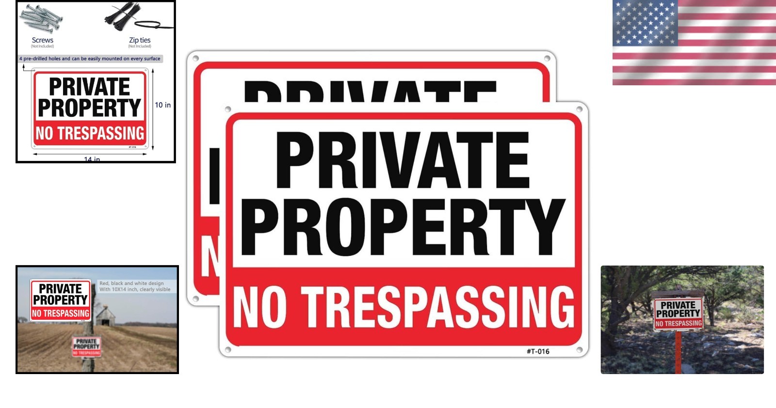 Private Property No Trespassing Signs 10×14 Aluminum Weatherproof 2 Pack