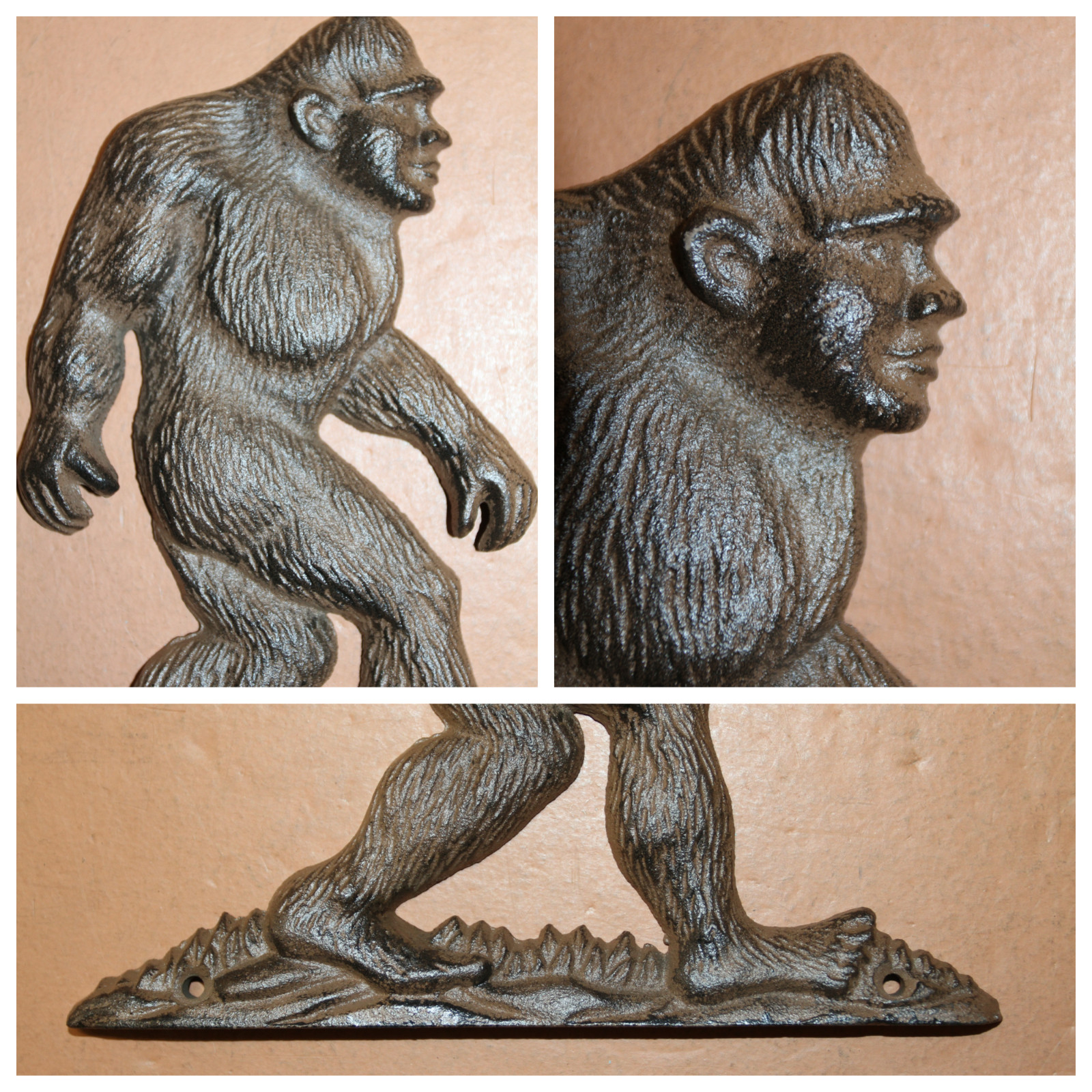 1- BIG FOOT WALL PLAQUE,Sasquatch,Swamp Ape,large heavy metal,gift H-133A