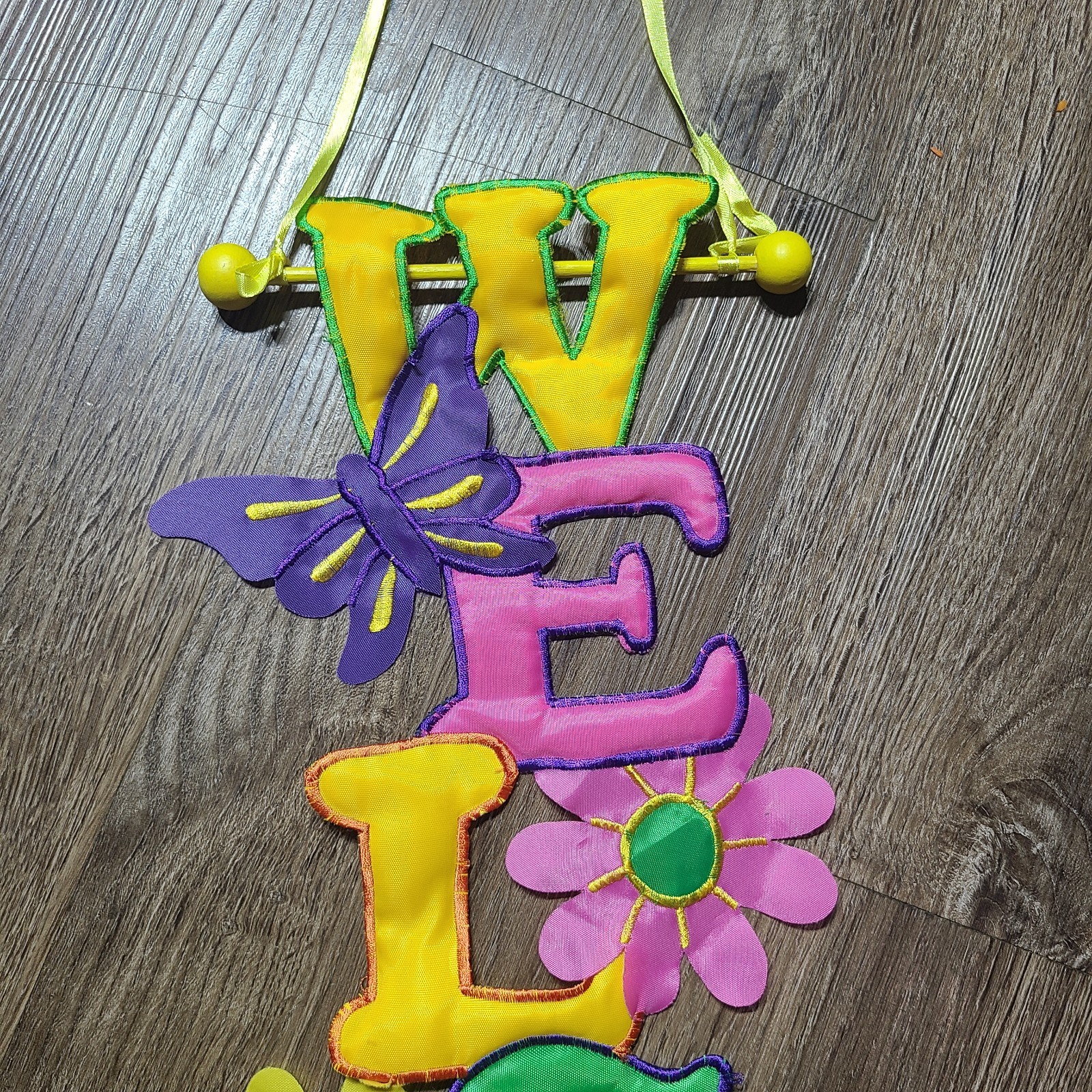 Welcome Spring Summer Door Wall Hanging Floral Butterfly Decor Colorful