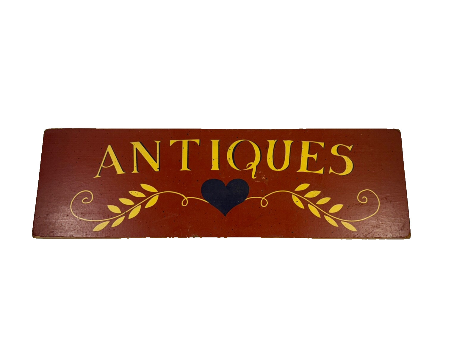 VINTAGE ANTIQUES WOOD SIGN “ANTIQUES” WOODEN SIGN – FOLK ART LOOK 17.5 X 5.5