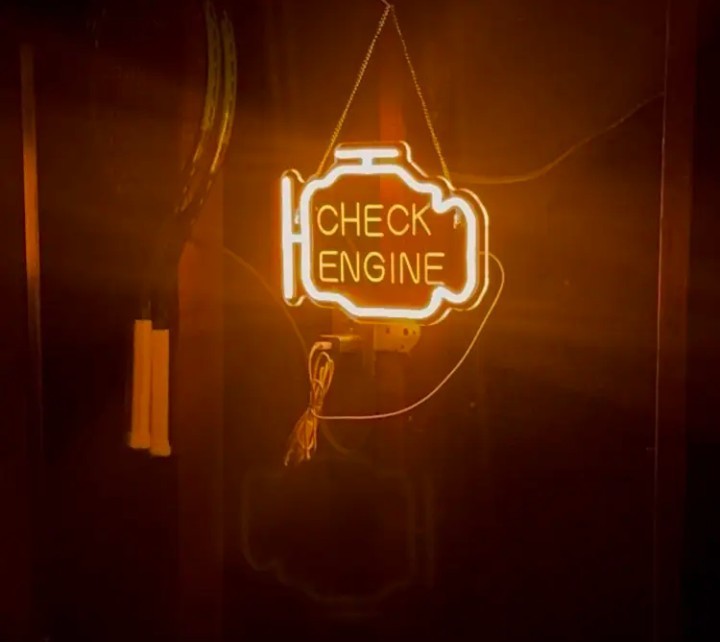 Check Engine Neon Sign LED Wall Light Garage Man Cave Auto Shop Decor Orange