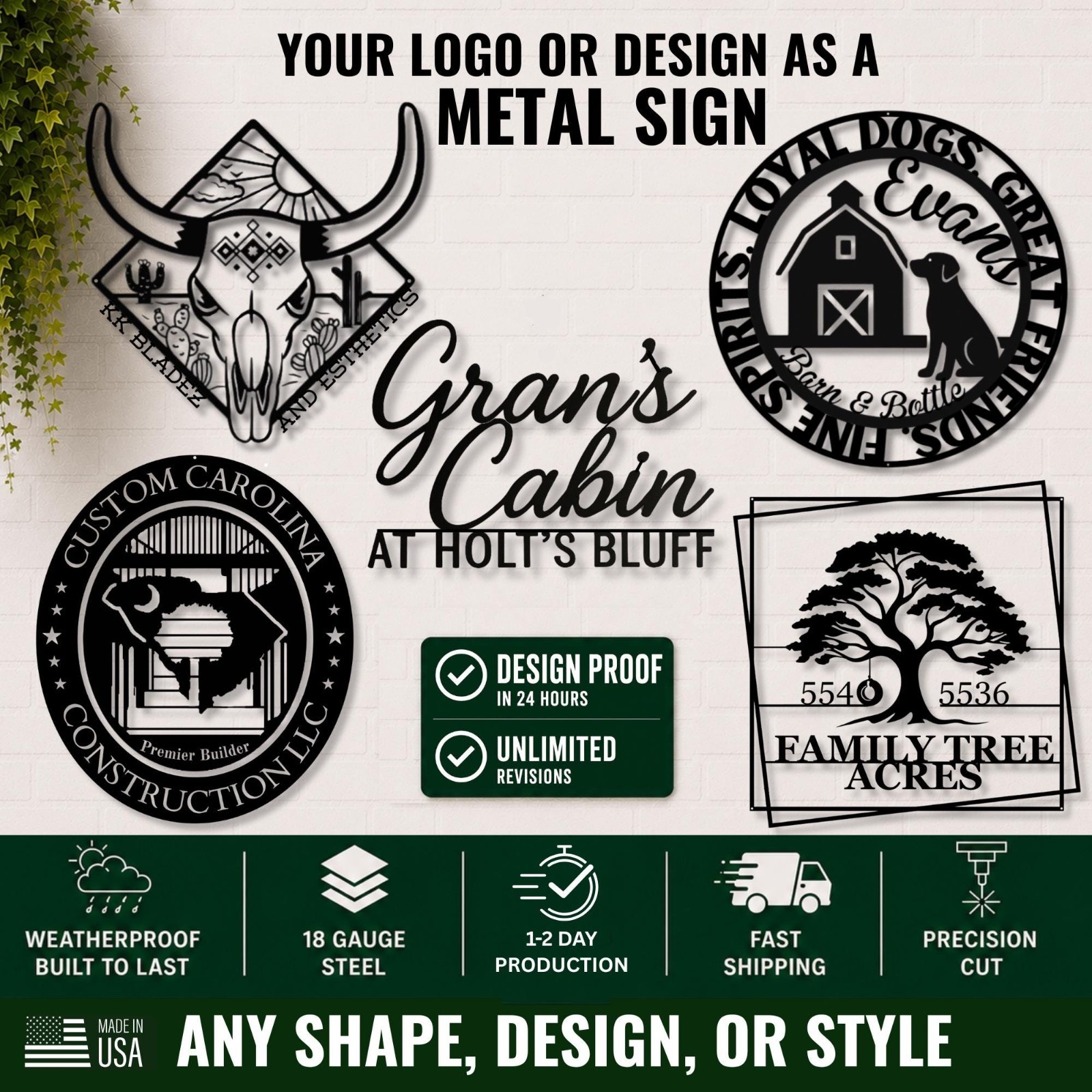 Custom Metal Sign – Your Logo, Design, Ideas, or Personalized Text Crafted in Me