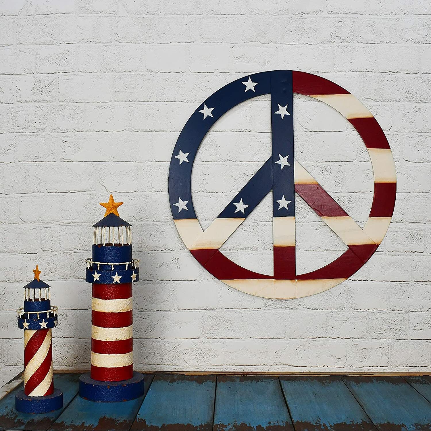 Metal Treasured Red Peace Sign Decorative Metal Hanging Peace Sign Wall DecorArt