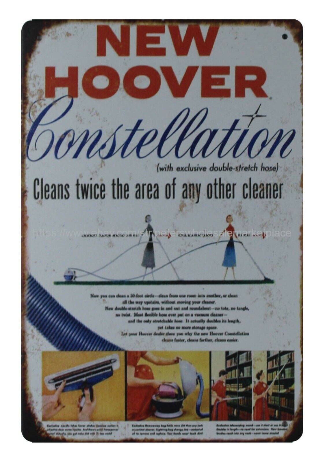 1955 Hoover Constellation Vacuum Cleaners metal tin sign antique wall signs