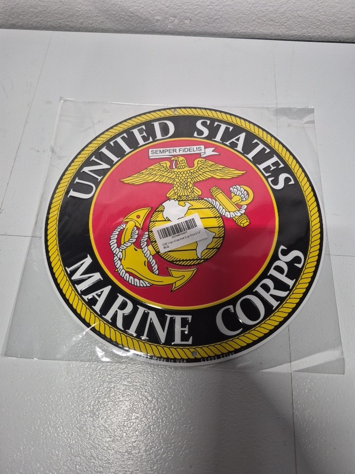 United States Marine Corps Round Metal Wall Sign Garage Mancave 12″ New!