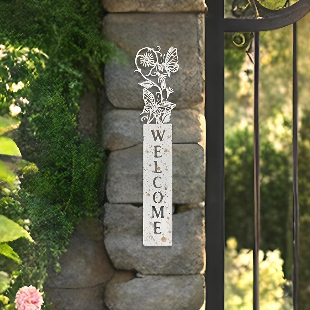 Metal Welcome Sign for Front Door Vertical Wall Mounted Front Door Sign Butte…
