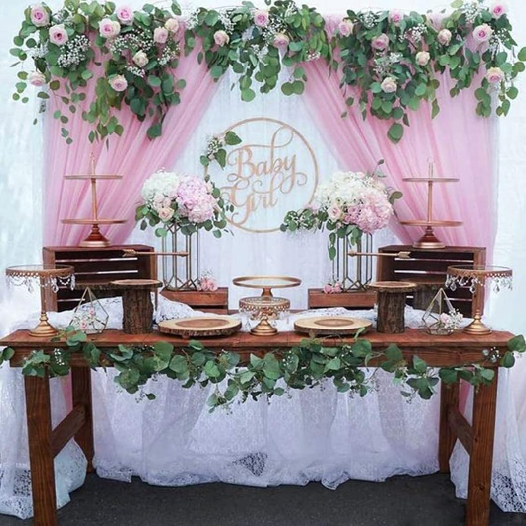 2 PCS Chiffon Backdrop Curtains Pink Sheer Panels 28×108 Inch Wedding Drapes