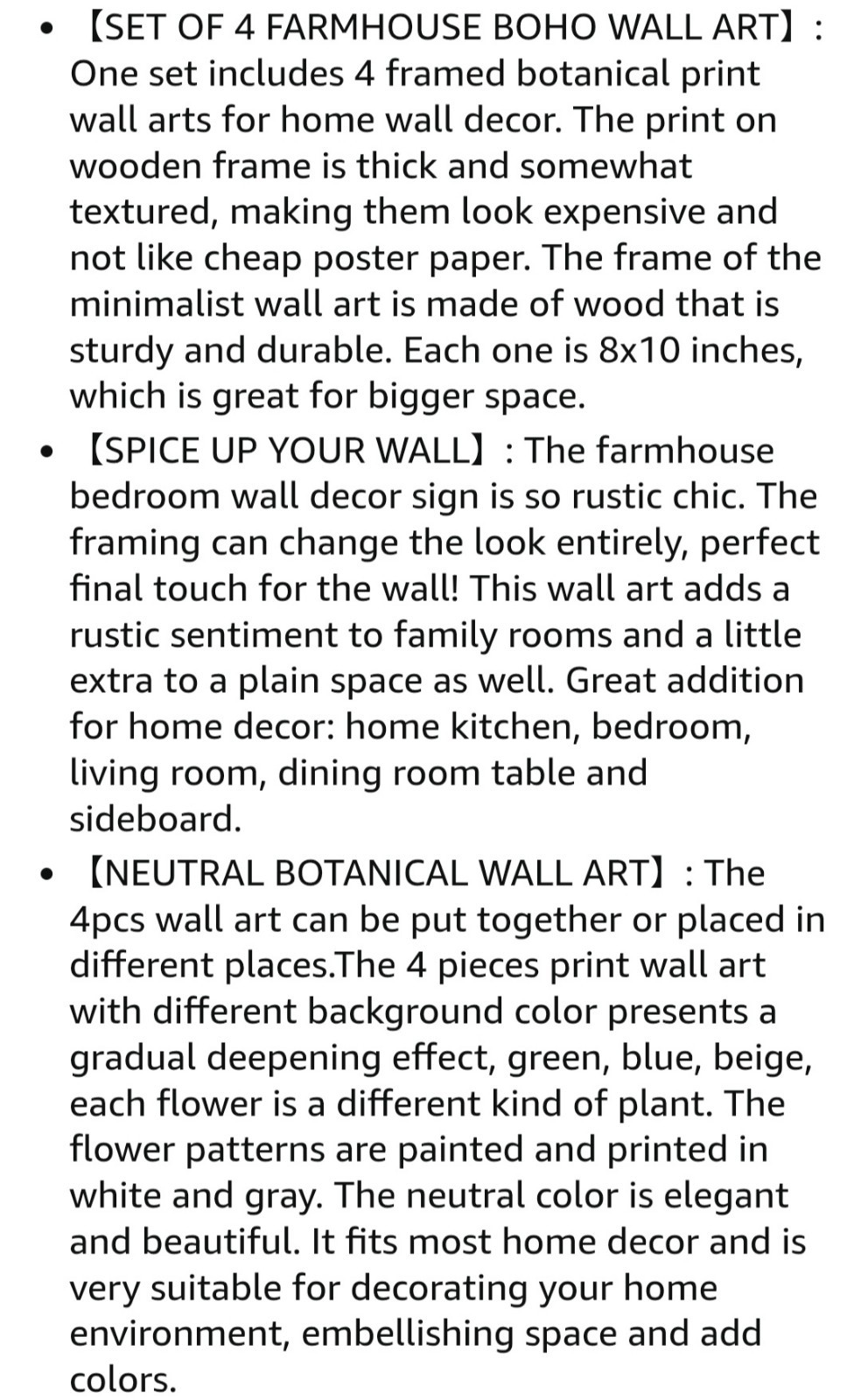 Framed 8×10″ Boho Wall Art Set of 4 Wooden Wall Art for Rustic Vintage Farmhouse
