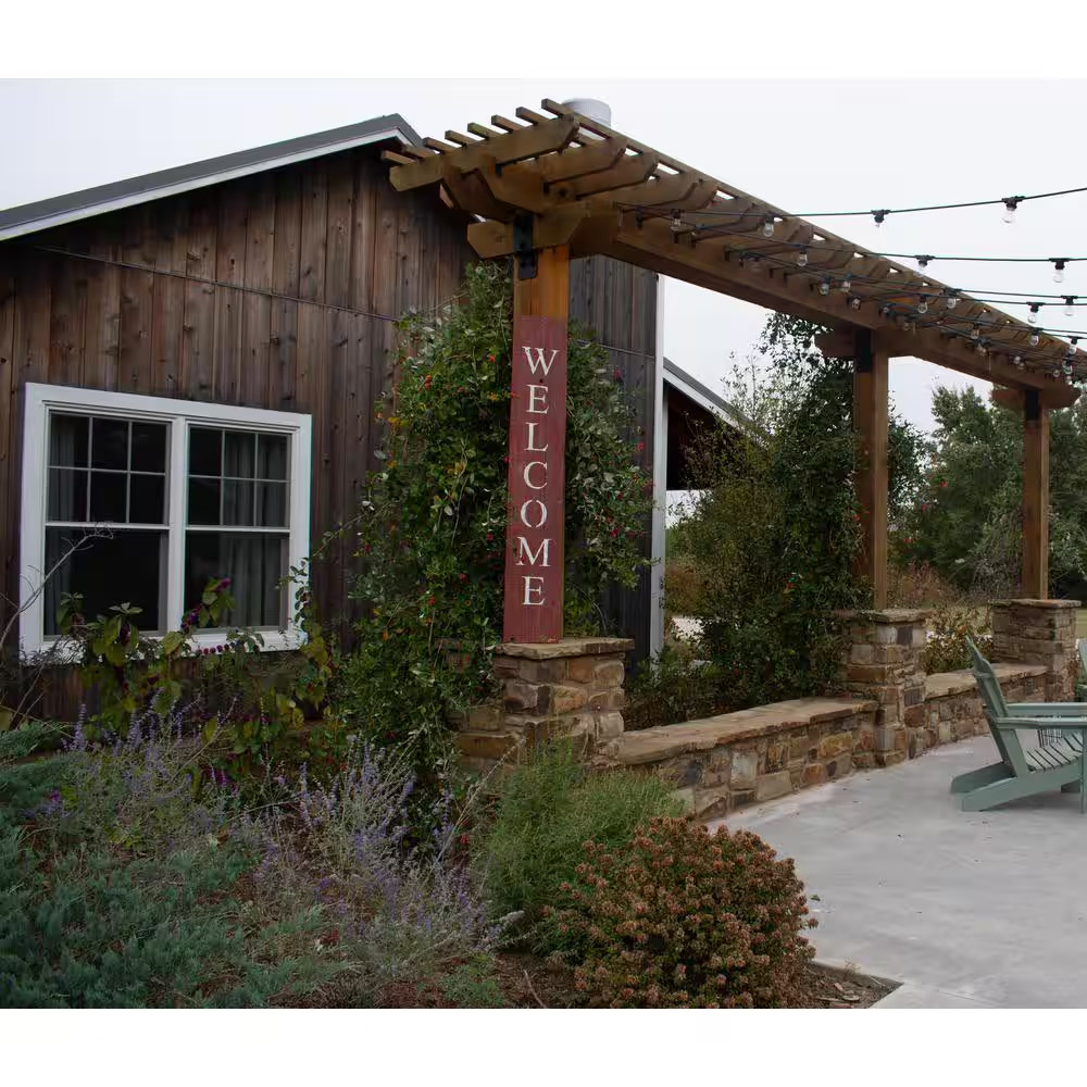 Rustic Farmhouse 60 In. Rustic Red Vertical Front Porch Welcome Sign