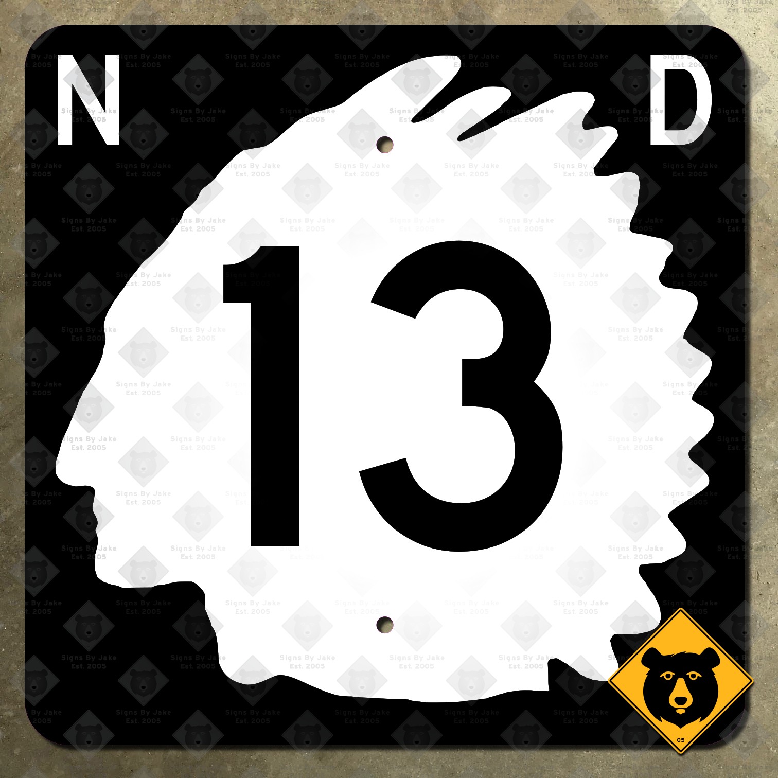 North Dakota Highway 13 state route marker road sign shield 1961 chief 16×16