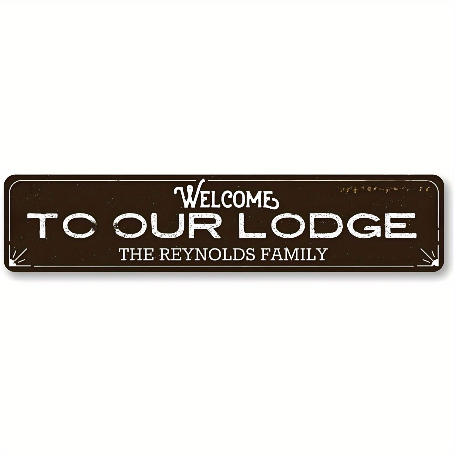Vintage Brown Welcome To Our Lodge Family Name Metal Sign Cabin Front Door Decor