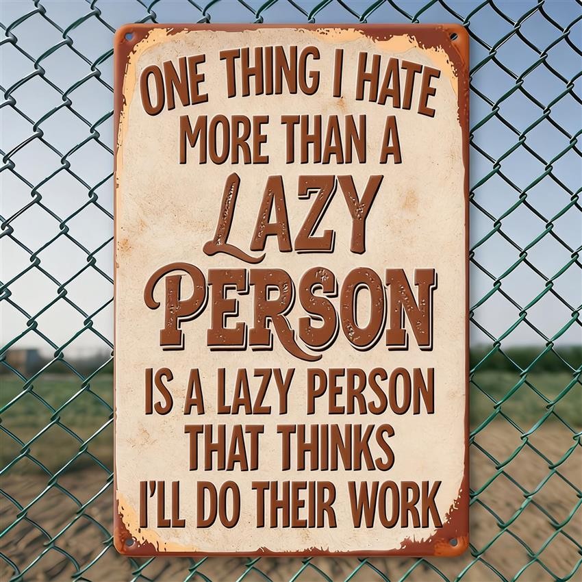Vintage Wall Plaque Aluminum Sign 8×12 Inch Witty Laziness Quote