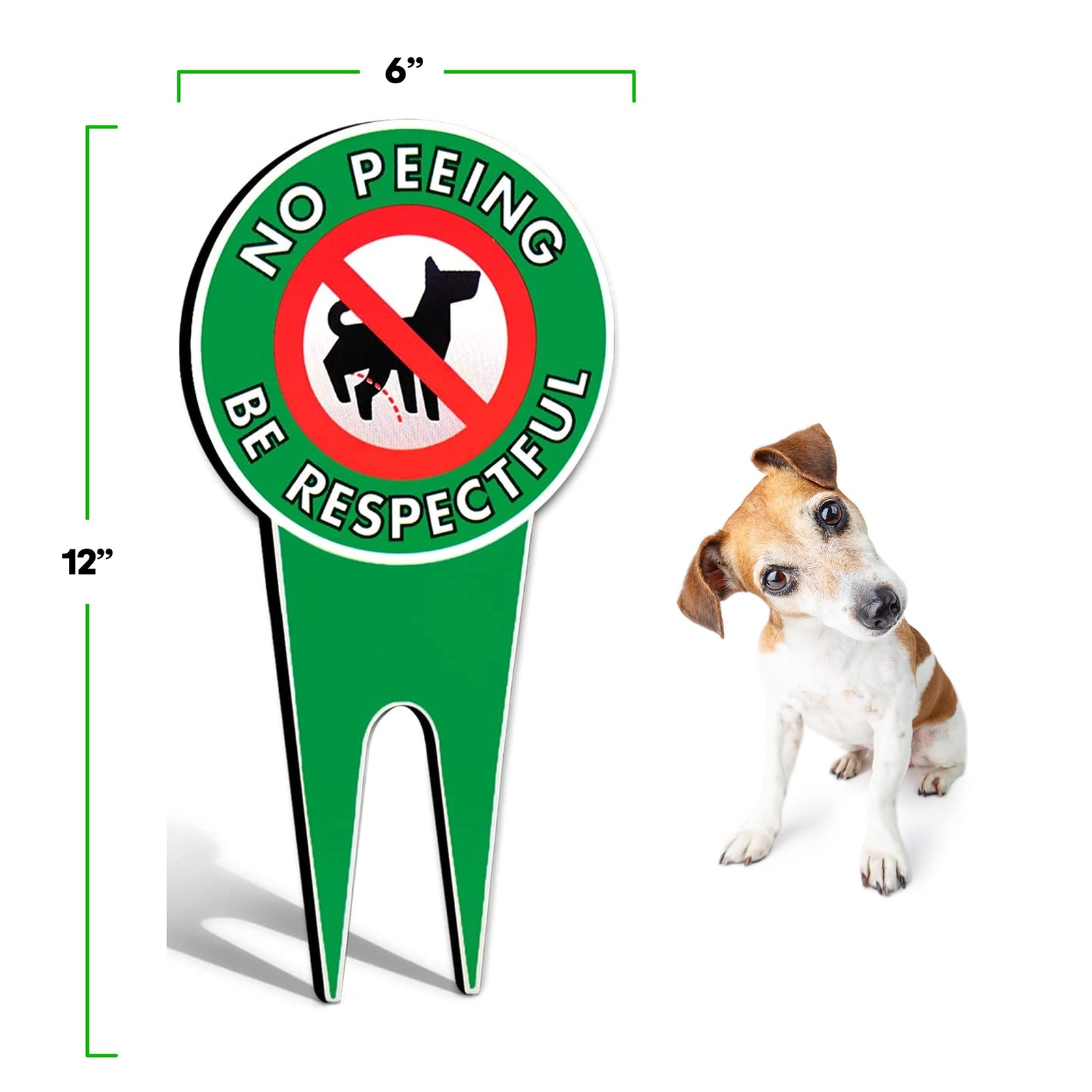6″x12″ No Peeing Dog Sign | Dog Stake for Yard Pick Up After Your Dog Sign