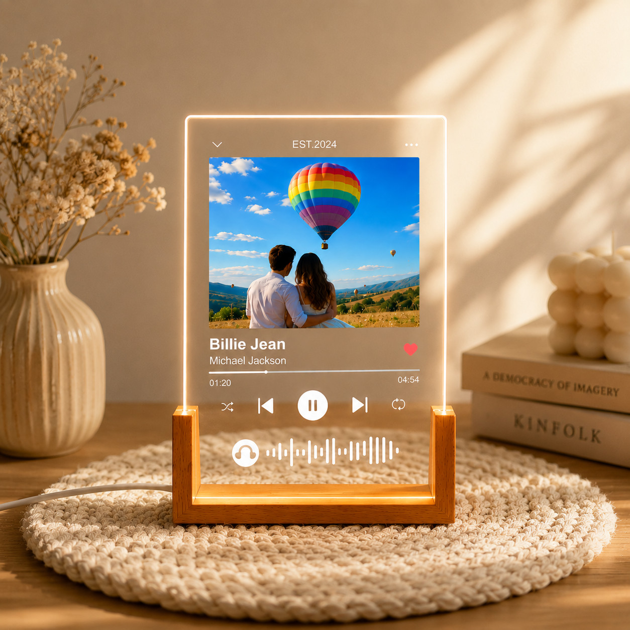 Personalized Spotify Song Plaque Custom Photo LED Night Light Music Gift