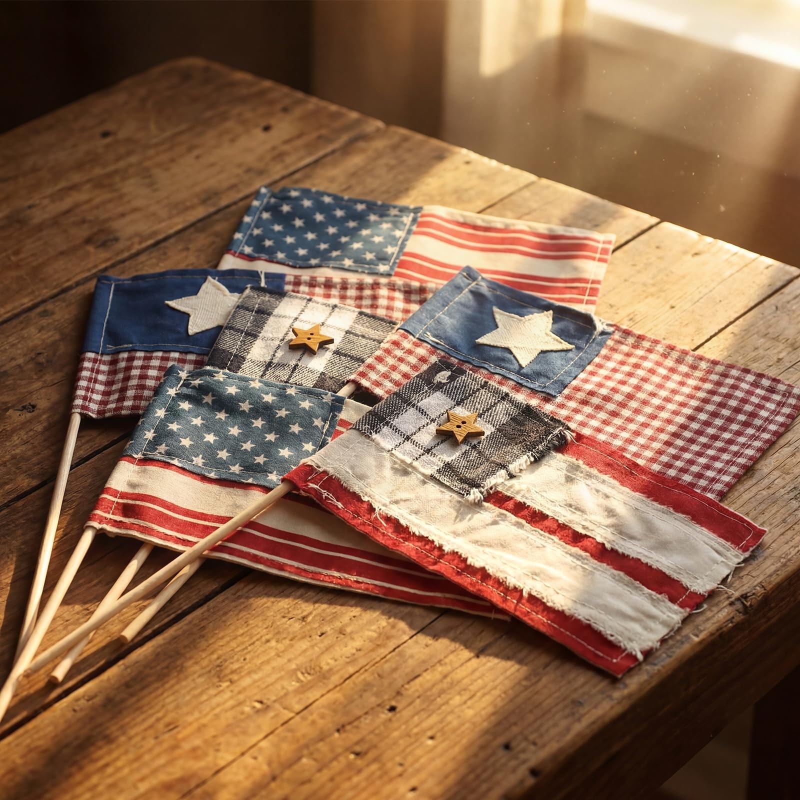 Chumia 6 Pcs 250th Anniversary Patriotic Vintage American Flag Square Decorat…