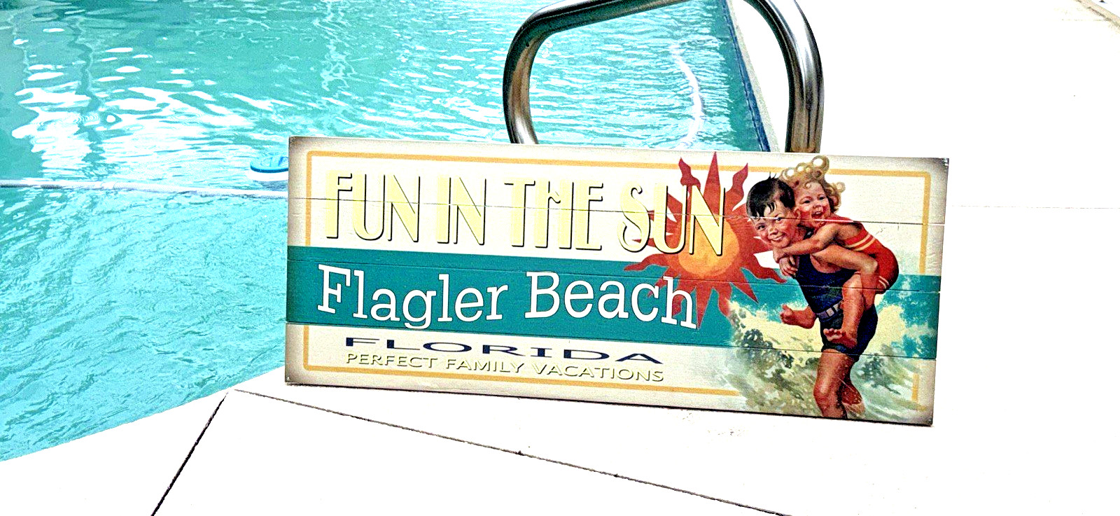 Large 36 inch Flagler Beach Florida Wooden Sign 36” x 14” Coastal Beach Decor