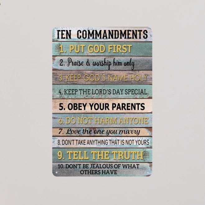 The Ten Commandments Metal Tin Sign 10 Commandments Wall Art Decor Ten Commandme