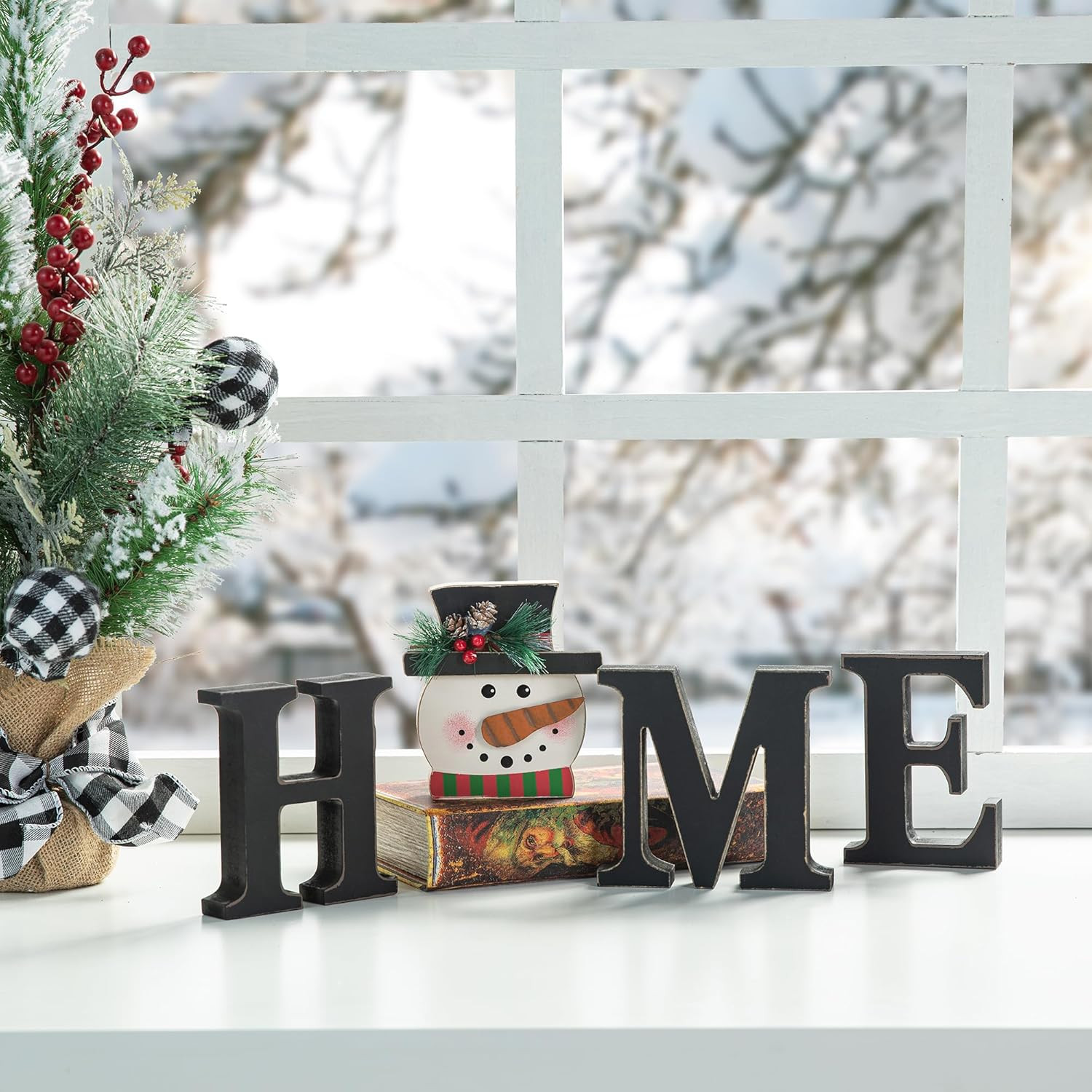 Wooden Home Sign with Changeable Icons 10Pcs, Home Sign with Interchangeable Hol