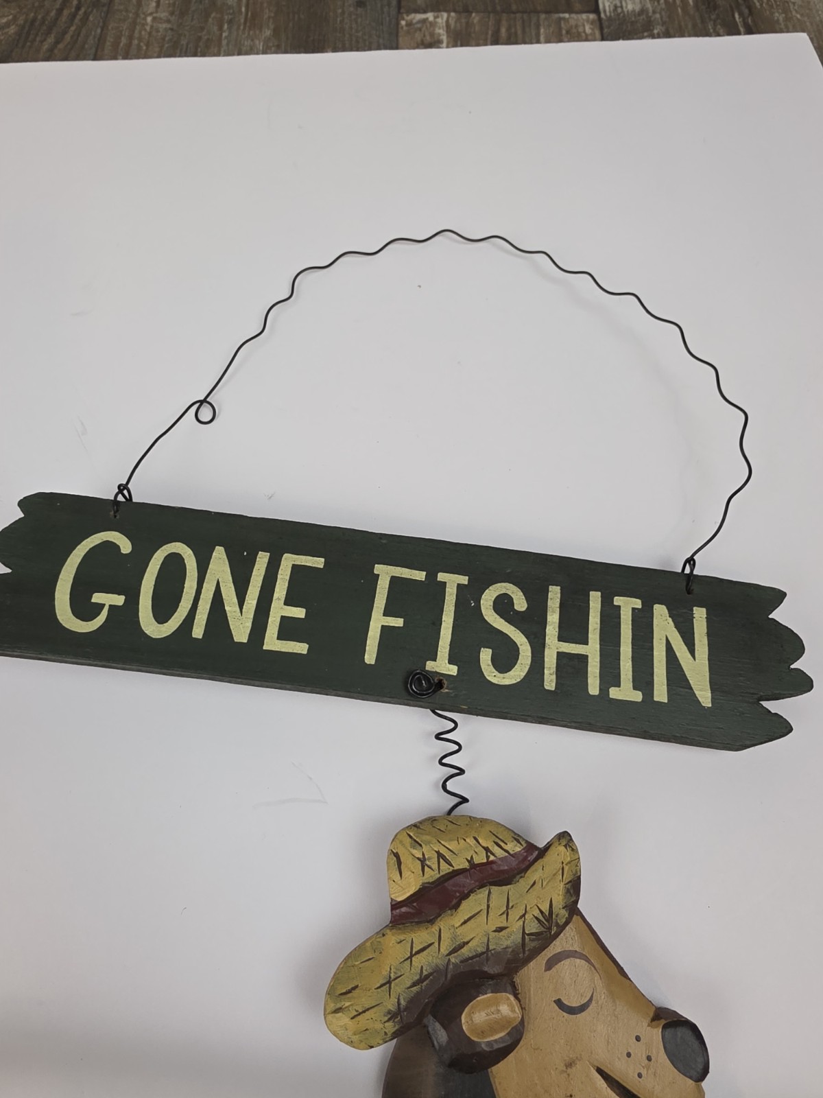 Handmade Wooden Sign Bear Gone Fishing . Cabin Decor Man Cave. 🤎💜🩵💛