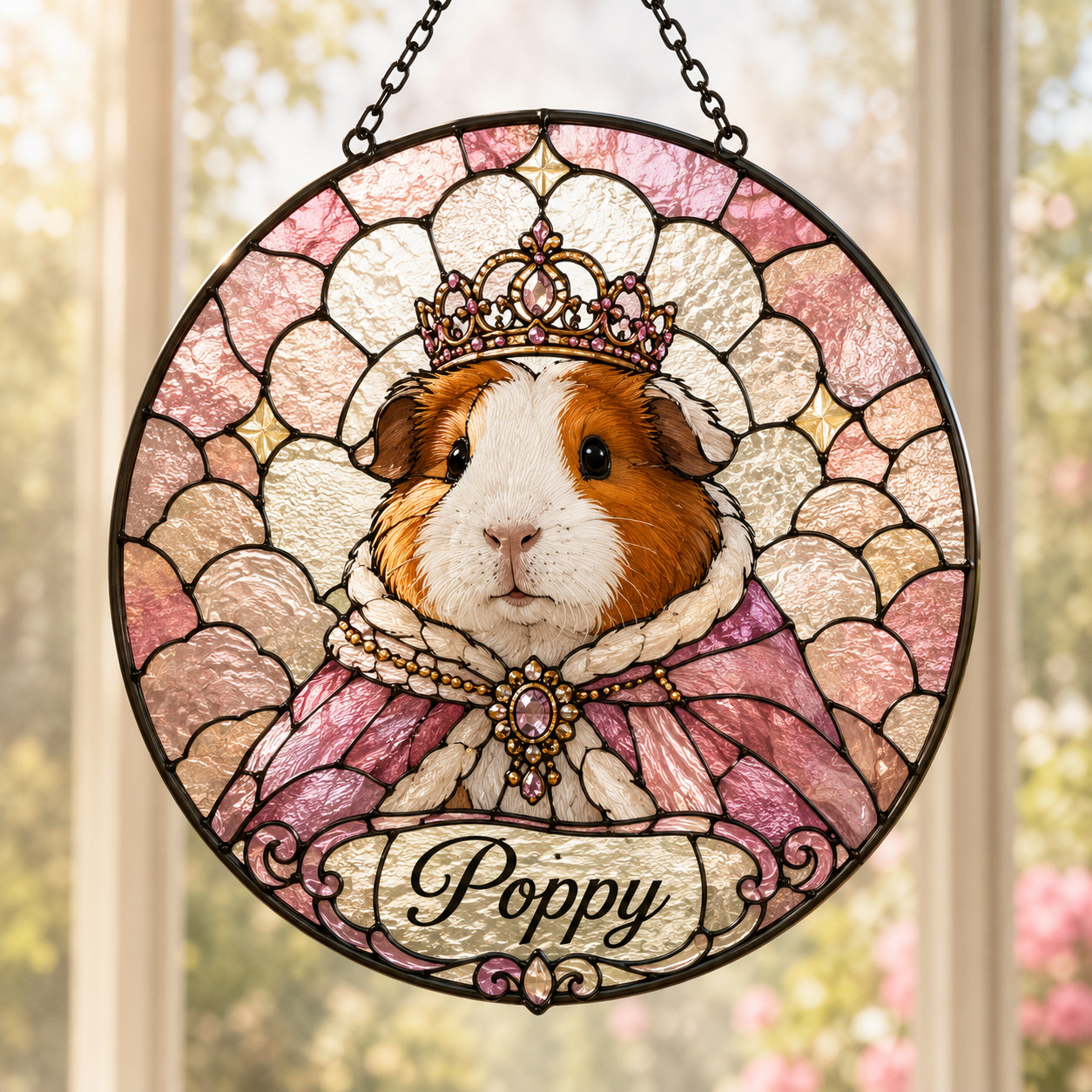 Custom Pet Photo Suncatcher Window Decor, Funny Royal Dog Hanging Stained Glas