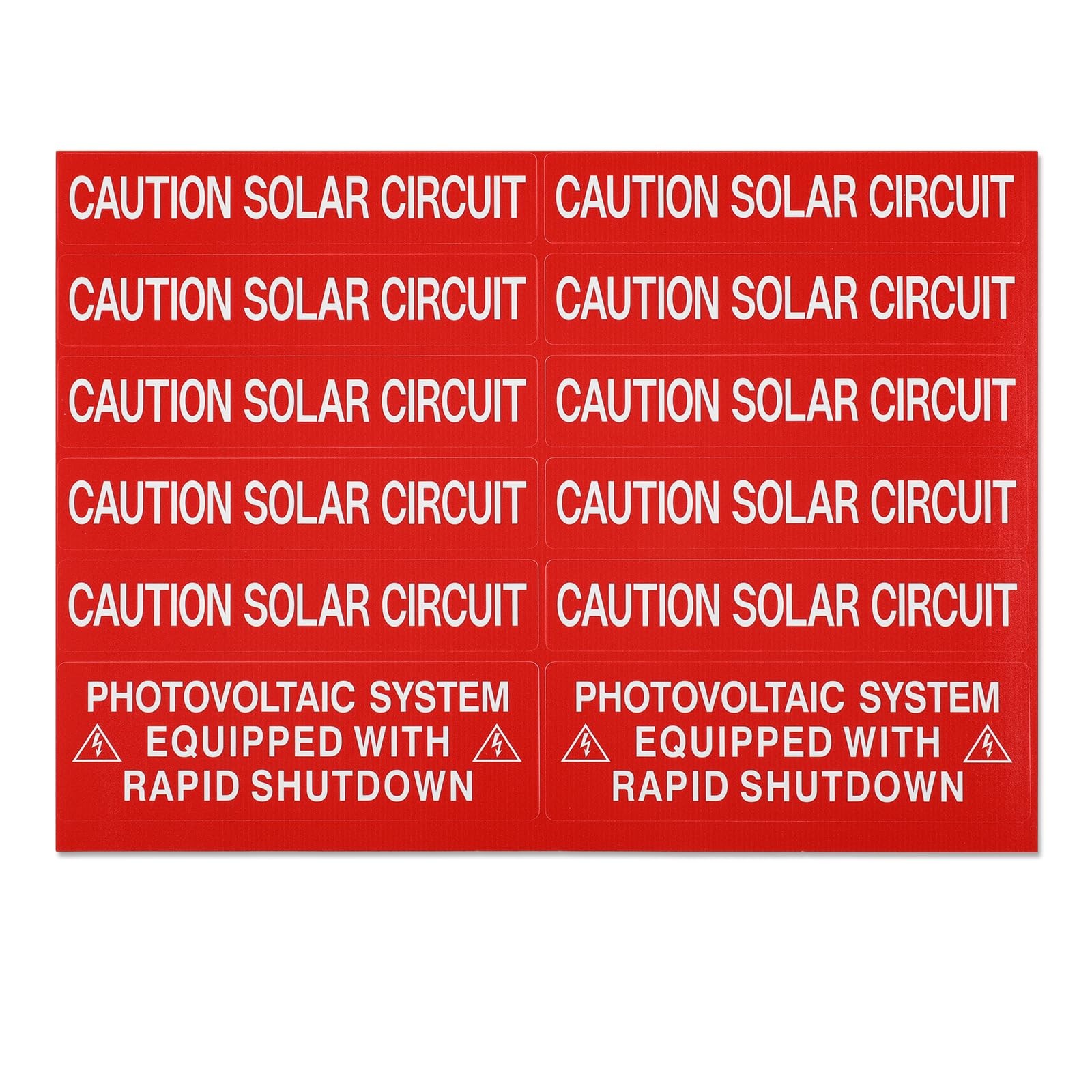 62 Pack Premium Solar PV System Labels – UV Resistant, Safety Warning Red