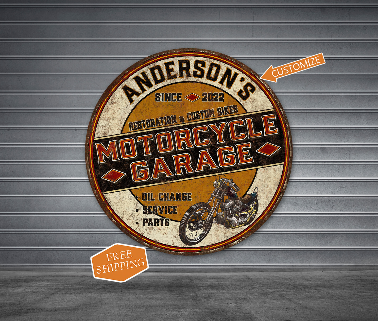 Personalized Motorcycle Garage Sign Oil Change Dirt Bike Chopper 100142002006