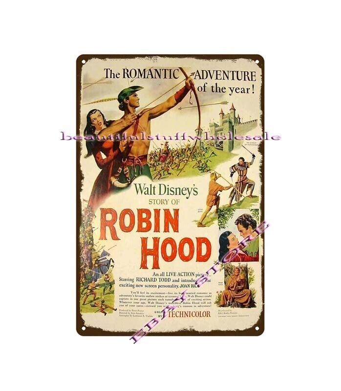 1952 ROBIN HOOD Richard Todd romantic adventure metal tin sign wall art