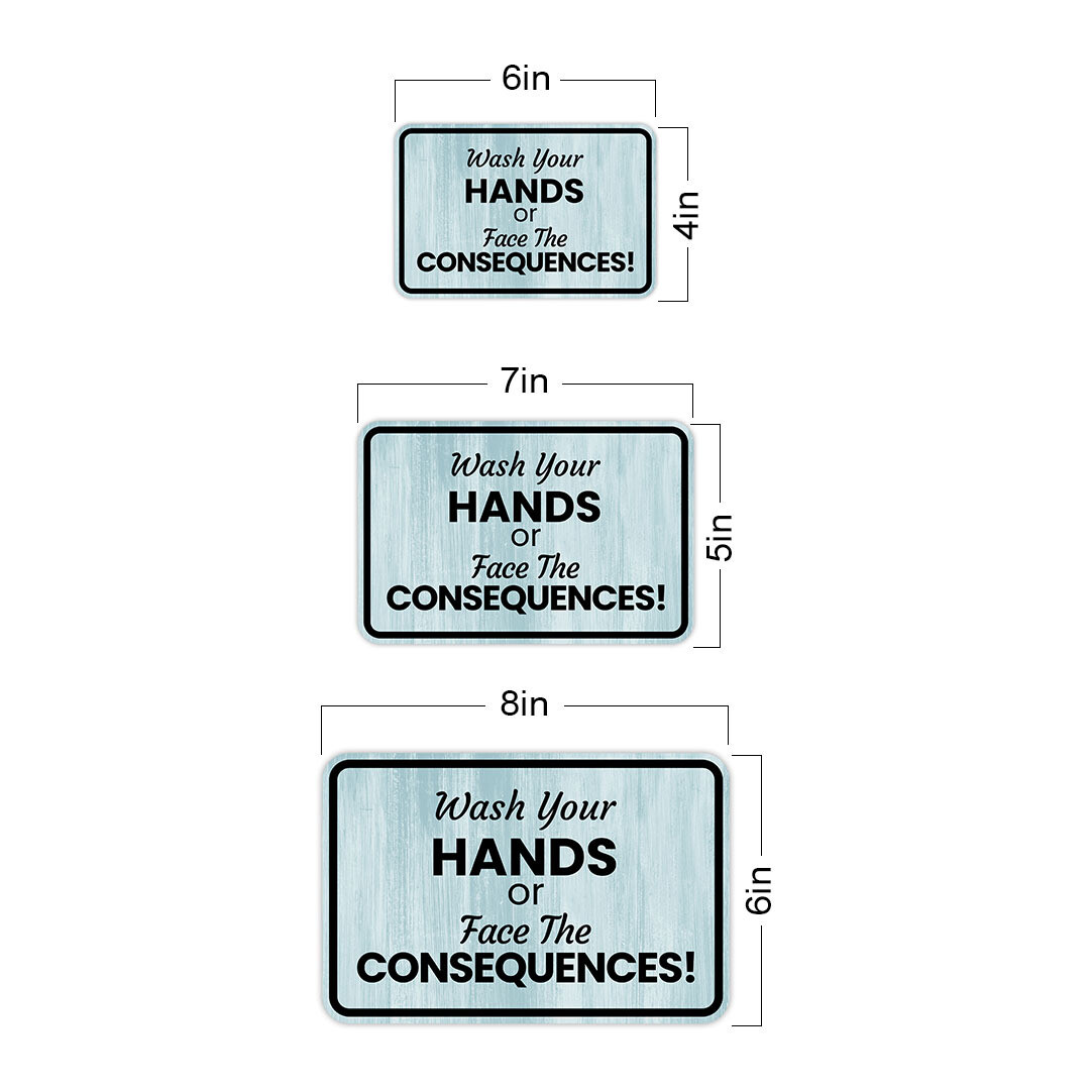 Classic Framed Plus Wash Your Hands Or Face The Consequences! Wall or Door Sign
