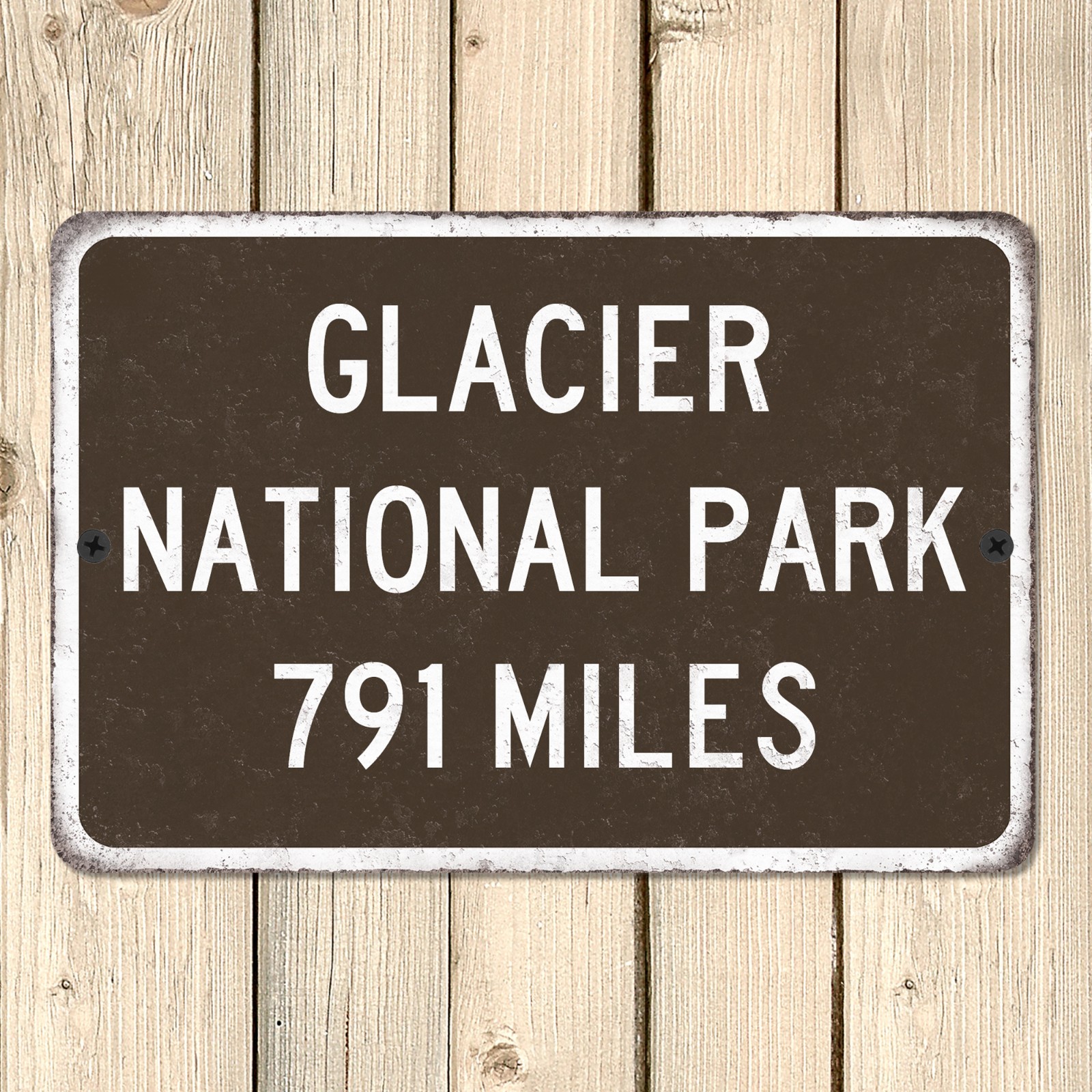 Custom Glacier National Park Distance Road Sign Metal Highway Mileage Sign