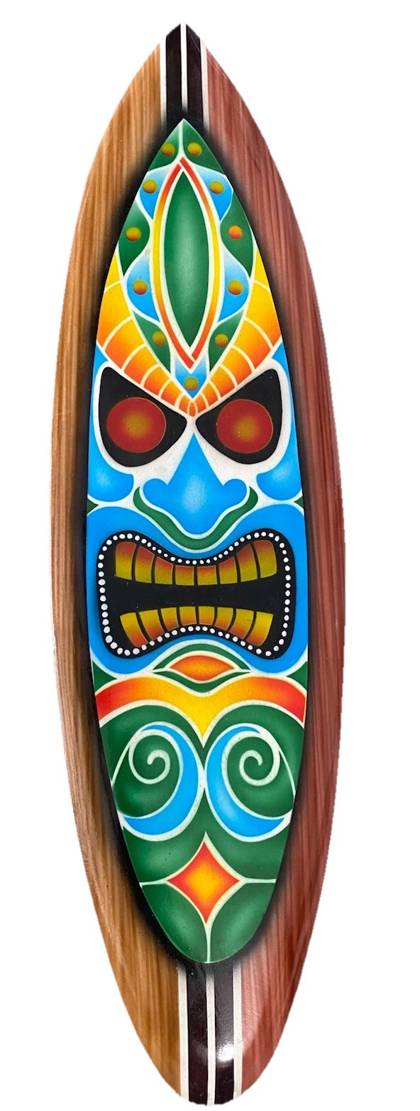 24” AIRBRUSHED TIKI MAN SURFBOARD SIGN WALL ART TIKI BAR DECOR