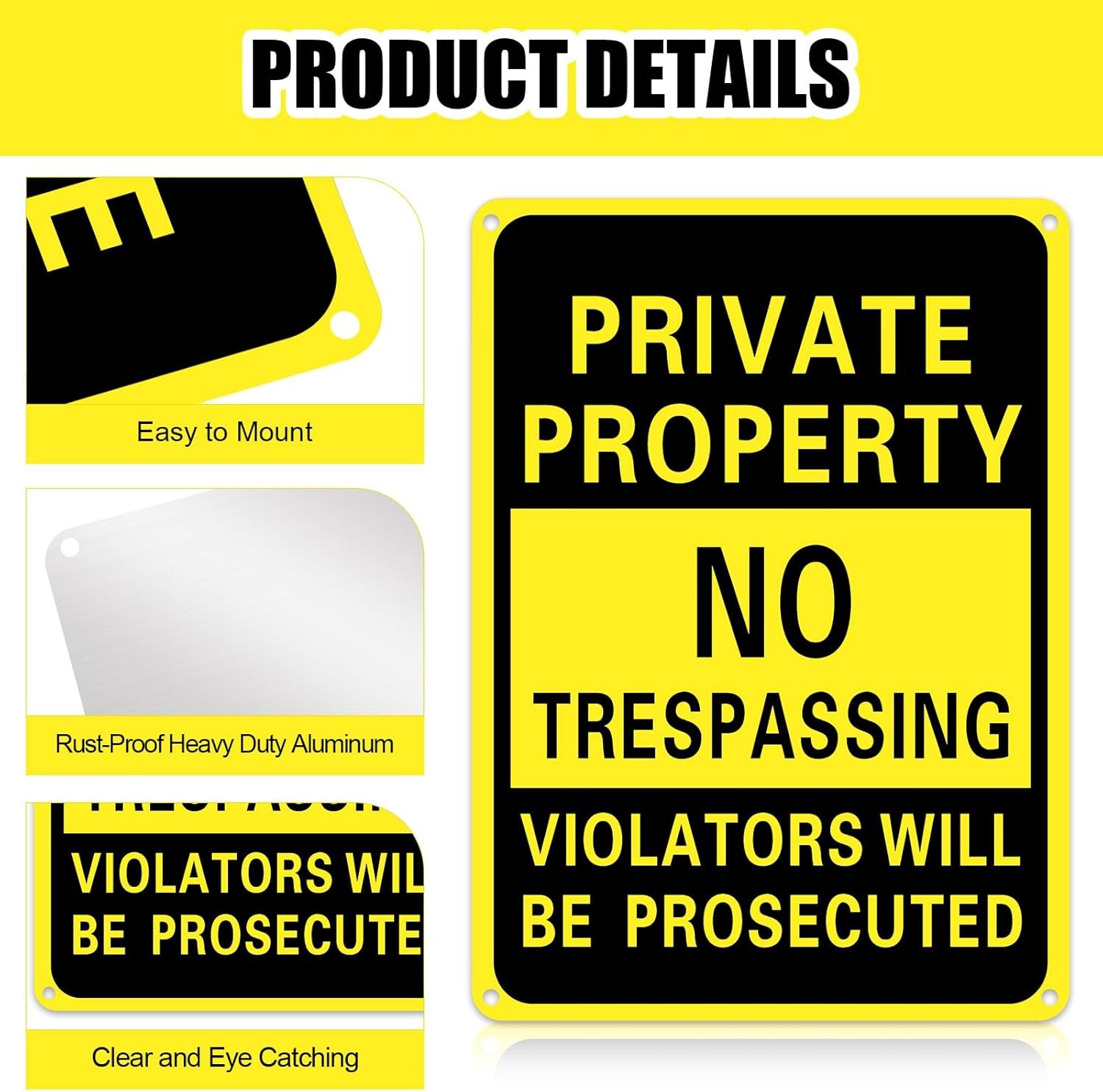 8 Pack Private Property No Trespassing Signs 7×10″ Metal Sign Yard Fence Protect