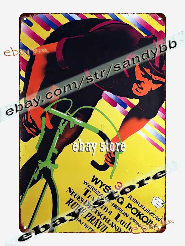 1977 Poland Cycling Race Poster Vintage Bike Art Tin Sign retro nostalgic