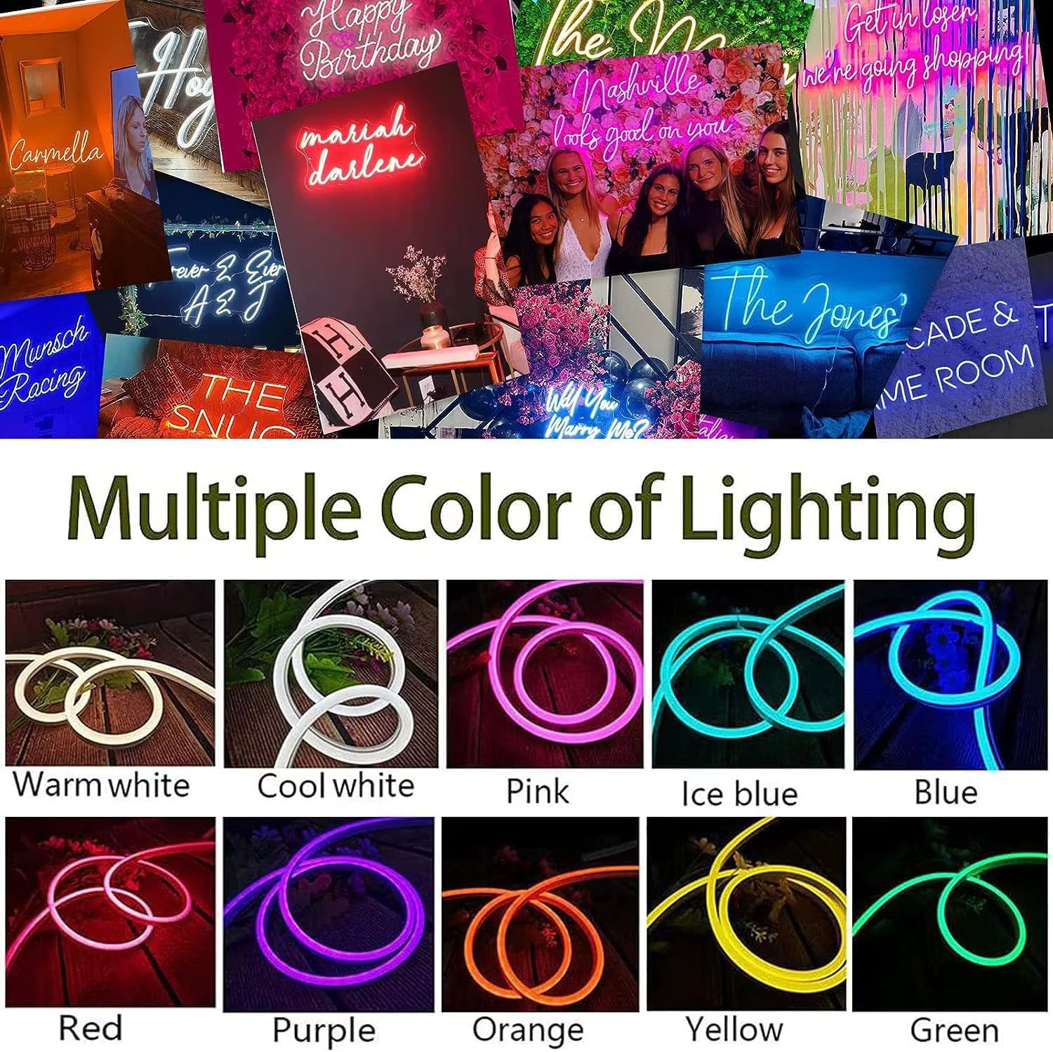 Nursery Neon Sign, Baby Name Custom LED Light, Personalized Kids Room Wall Decor