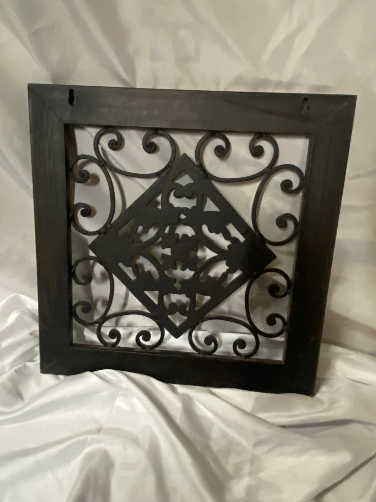 Square Metal Wall Art Panel Ornate Scrolled Floral Designs Frame Brushed Bronze