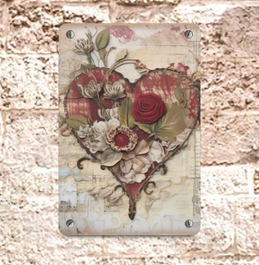 French Country Victorian Shabby Chic Valentine’s Day Wall Decor Metal Sign 8×12