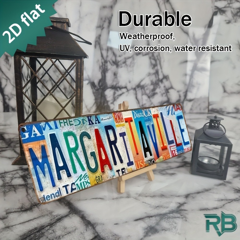 Retro Stylish Vintage Margaritaville Signs Metal Tin Sign Wall Art Plaque 16×4in