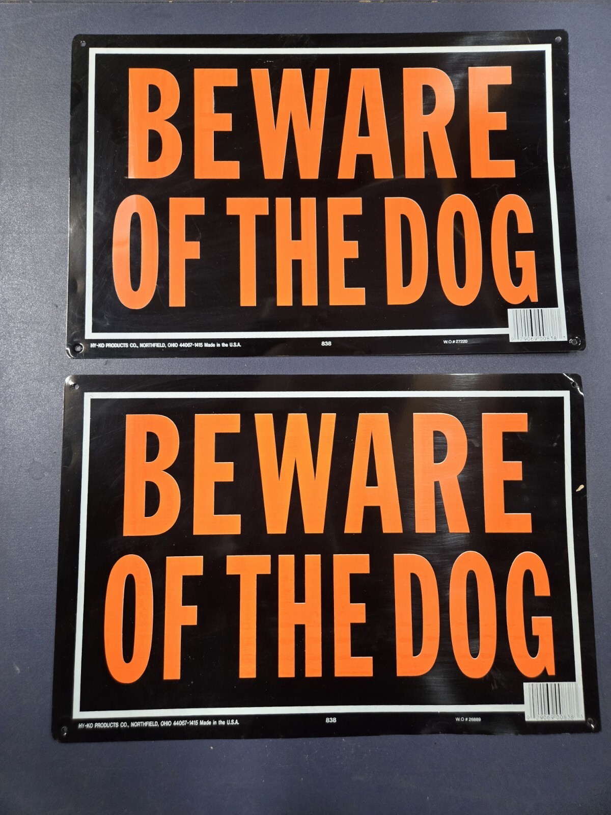 PAIR Hy-Ko Products Beware of Dog Sign Orange/Black Aluminum 9.25″ x 14″