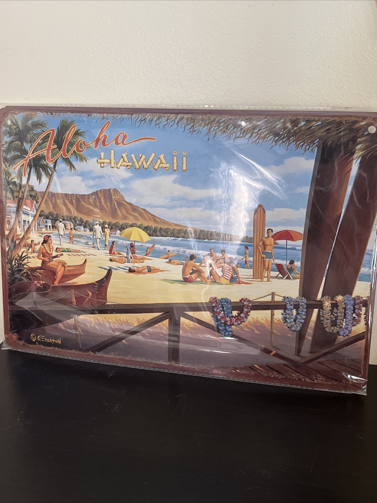 Hawaiian Tropical Tin Sign Tiki Bar 12″ x 8″ Vintage Style Aloha Beach New