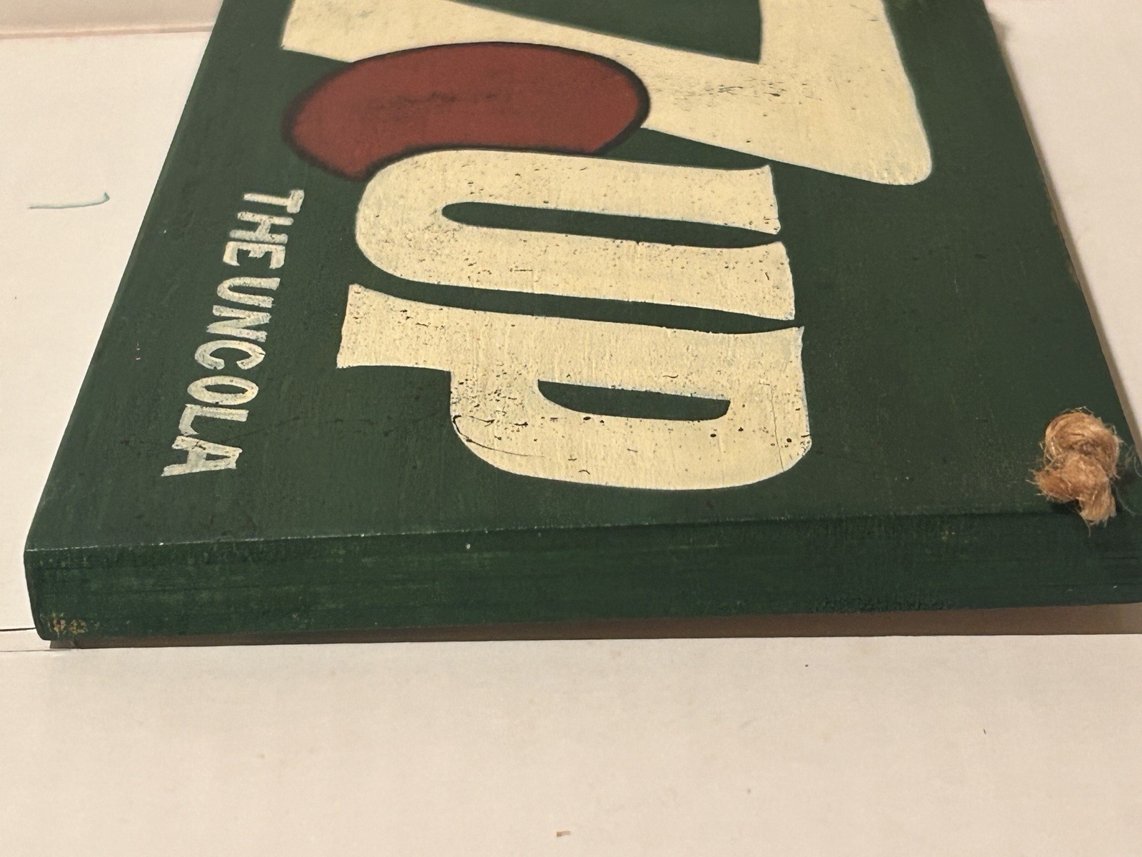Vintage Wooden 7up – rope hanger – “the uncola” sign – 7.5” x 5.5 “ x 1.0”
