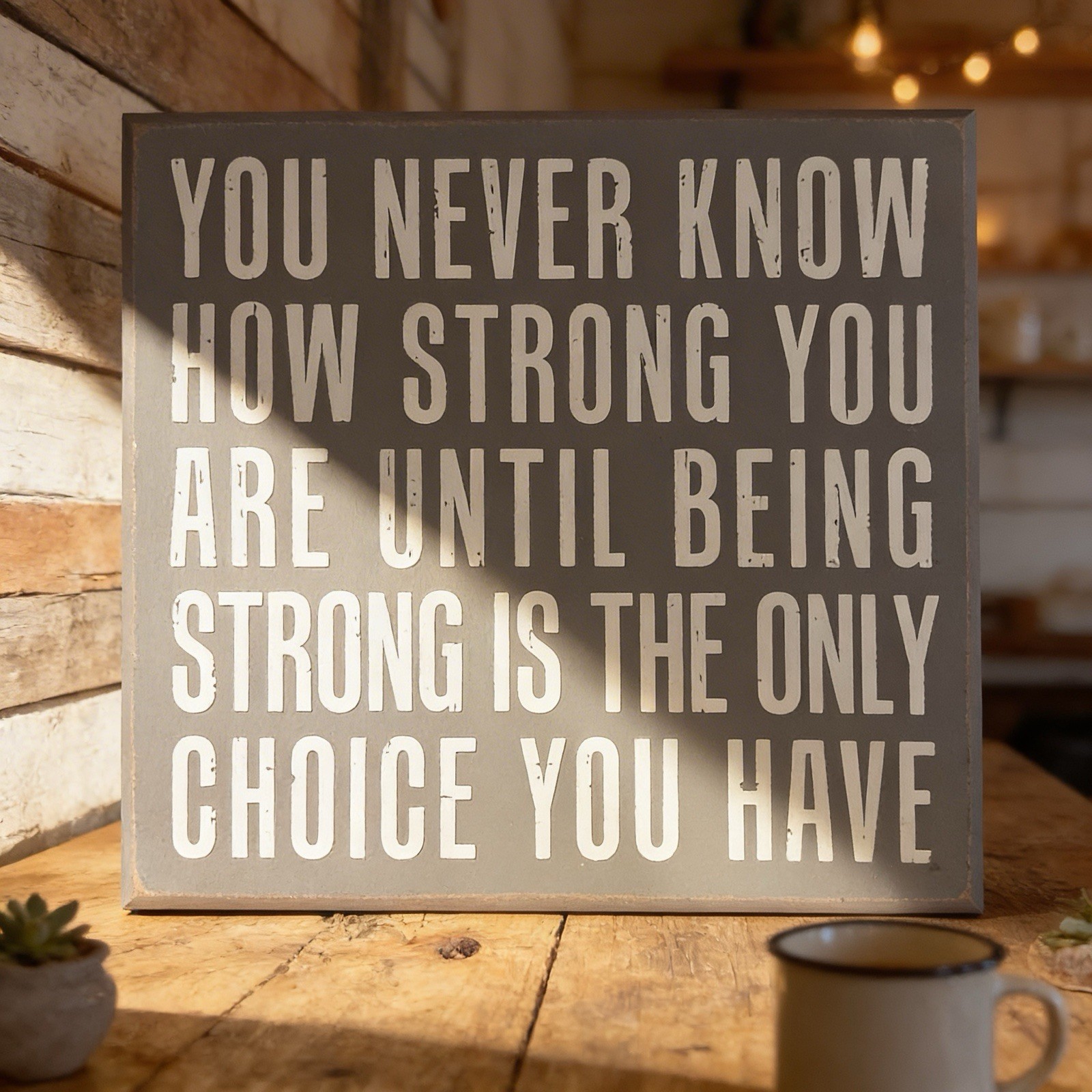 6″x6″x2″ “Until Being Strong is the Only Choice You Have” Box Sign