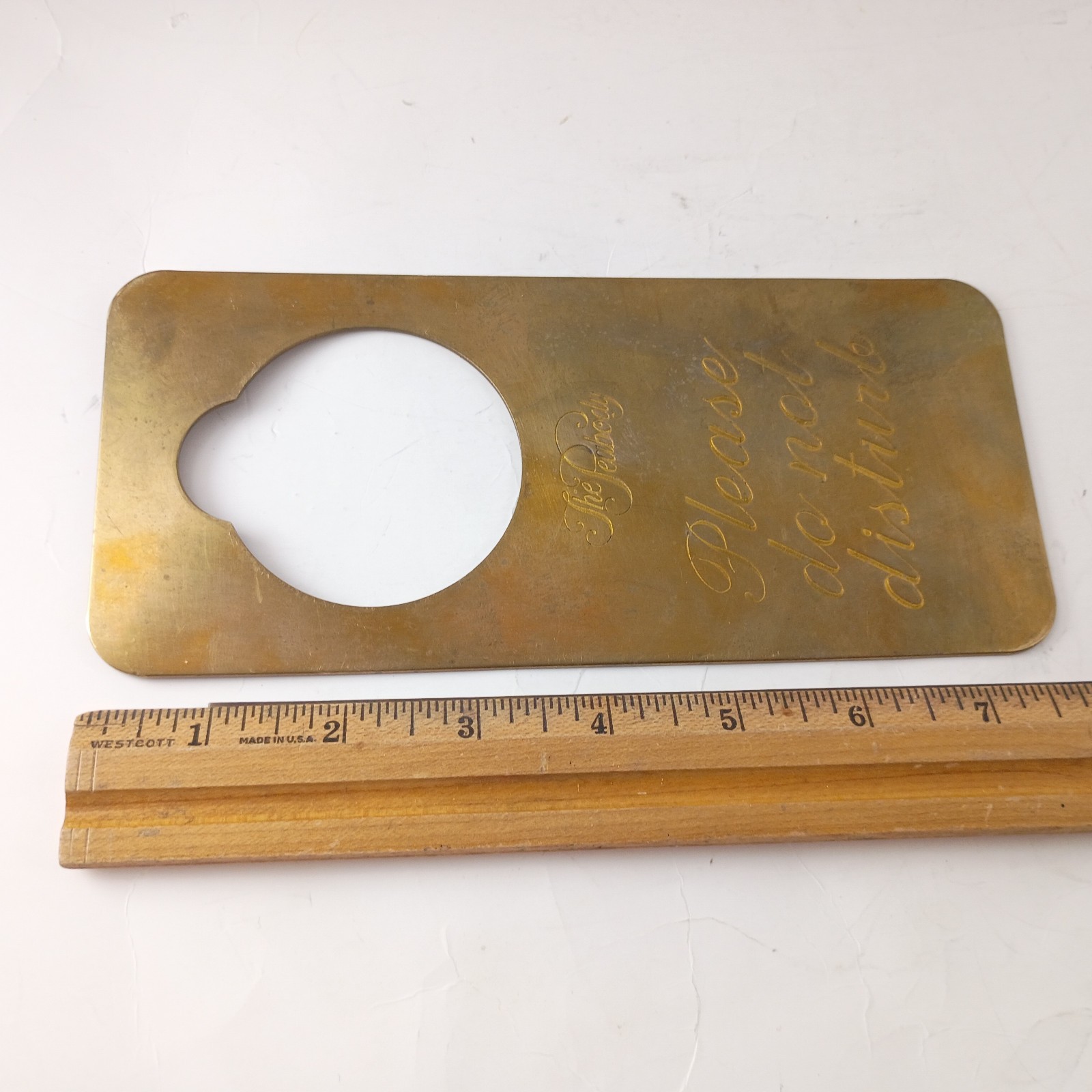 Vintage The Peabody Hotel Please Do Not Disturb Brass Door Sign 3.5” x 7 3/4″