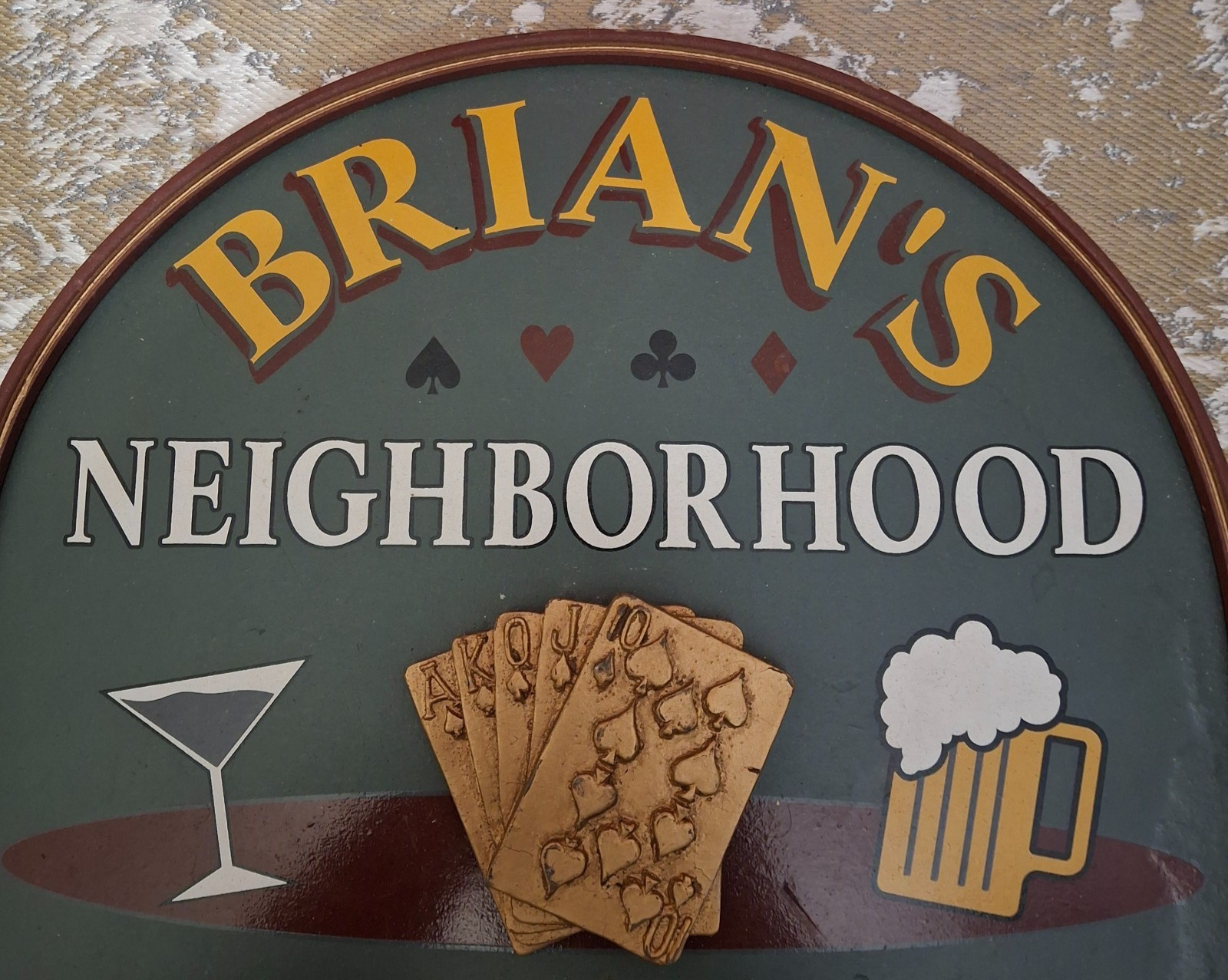 Brian Neighborhood Poker Room Sign Wall Decor Personalized Pub Bar Cards