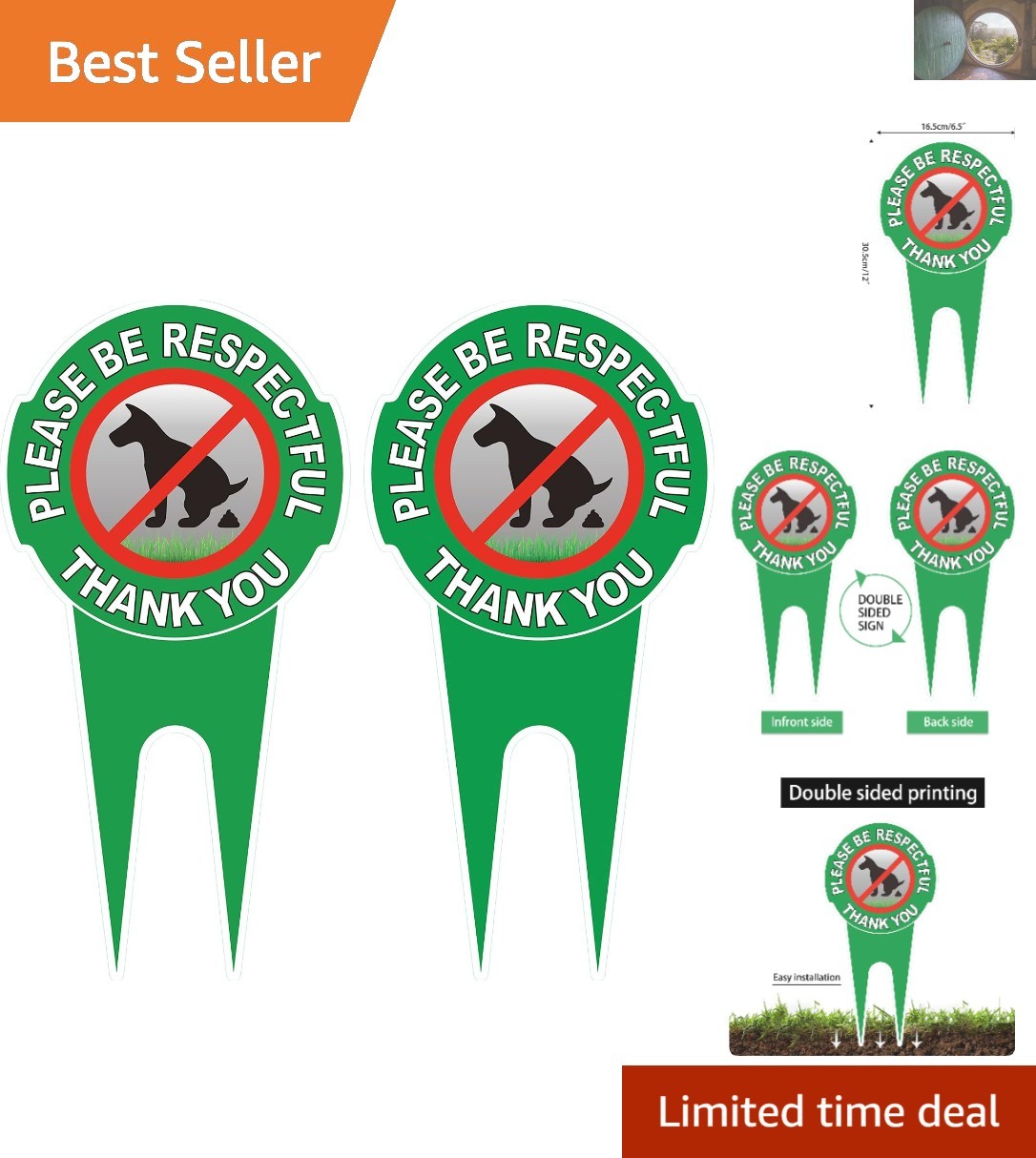 12″ x 6″ Durable No Pooping Dog Signs – Polite Reminder for Respectful Lawn Care