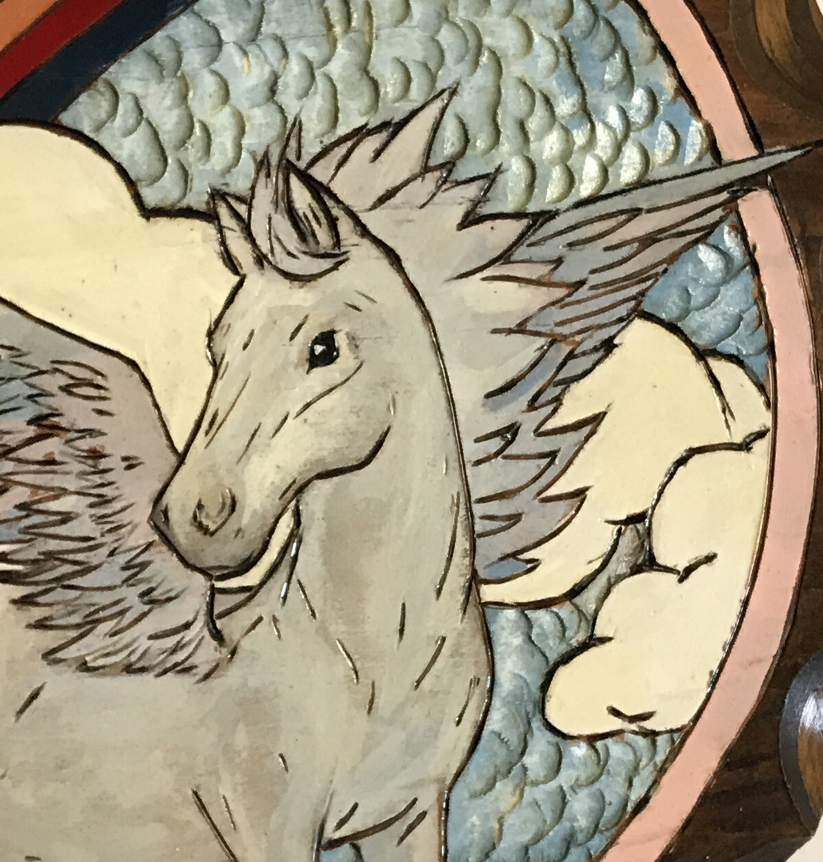 Rainbow Pegasus Winged Horse Wall Hanging Plaque Majestic Mythical Fantasy Vtg