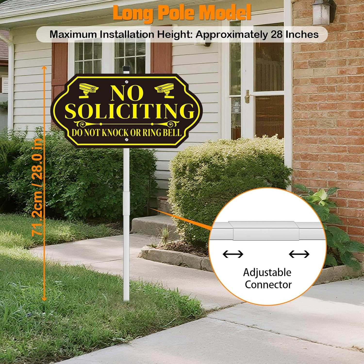 No Soliciting Sign with Stake for House – Adjustable Height Heavy Duty Aluminum
