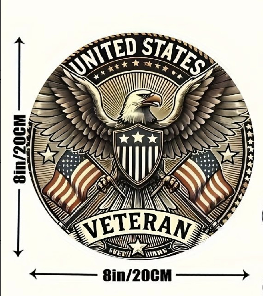 Classic Vintage Badge Metal Sign United States Veteran Eagle Patriotic Decor