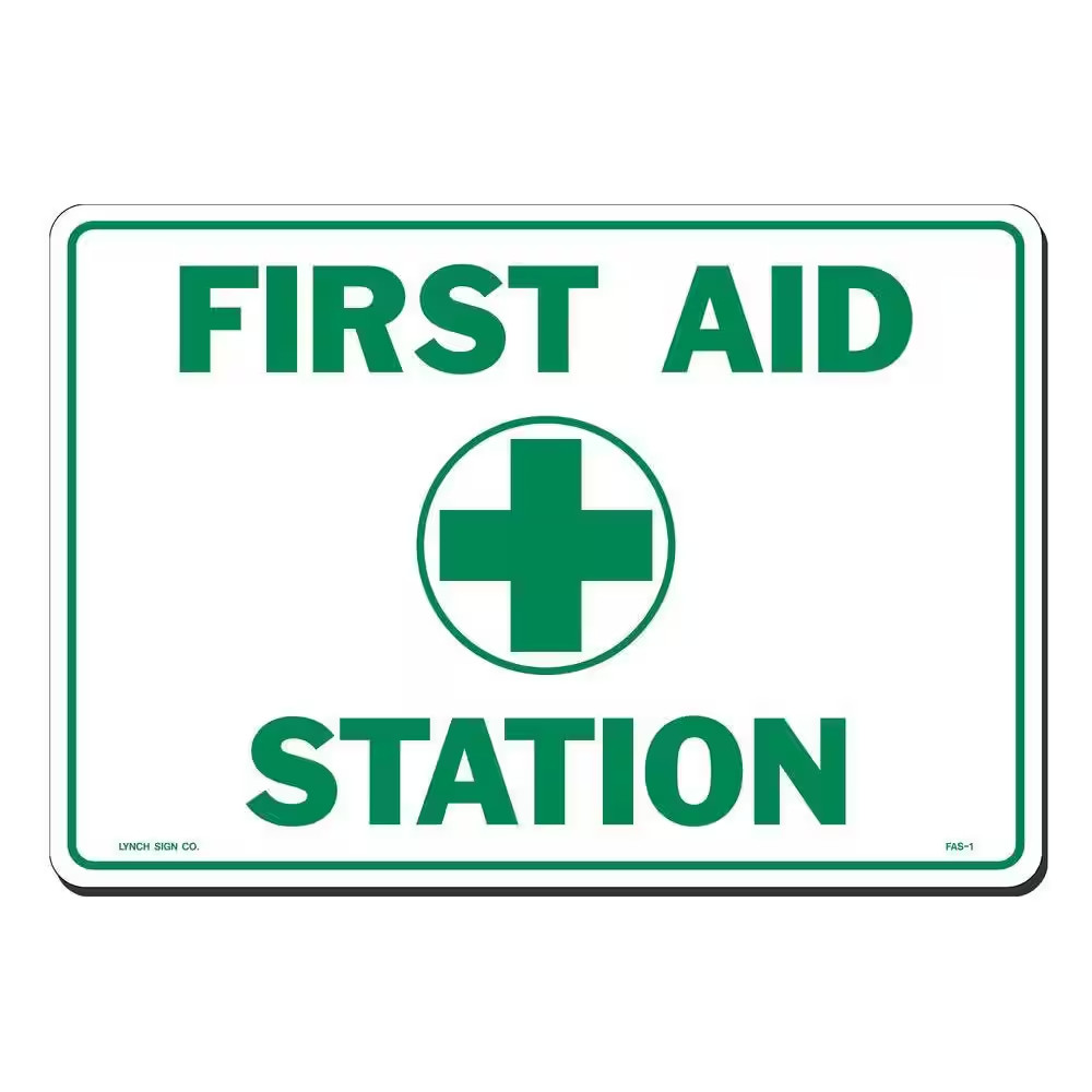 14 In. X 10 In. First Aid Station Sign Printed on More Durable, Thicker, Longer